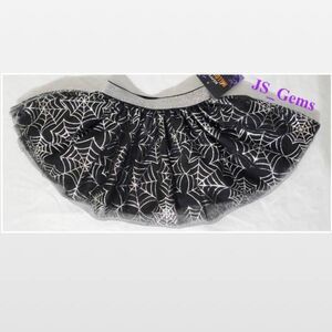 New Black Halloween Skirt With Spider Webs Ruffle Tulle